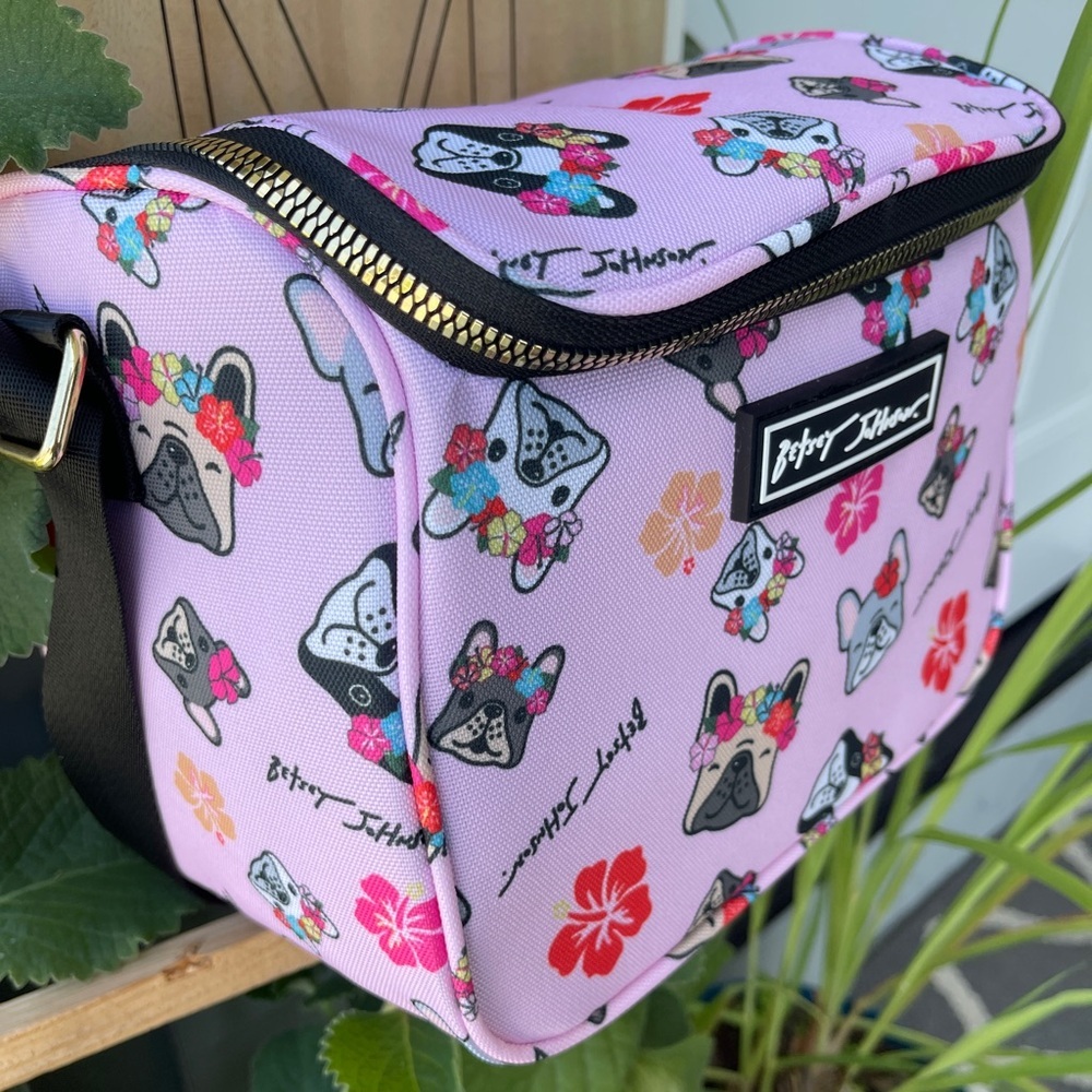 BETSEY JOHNSON Insulated Cube Lunch Tote In Flower Crown Pups - Picture 13 of 13